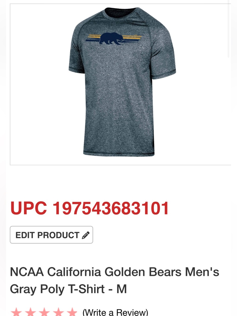 Men's Gray Performance Tee with Cal Bear Graphic